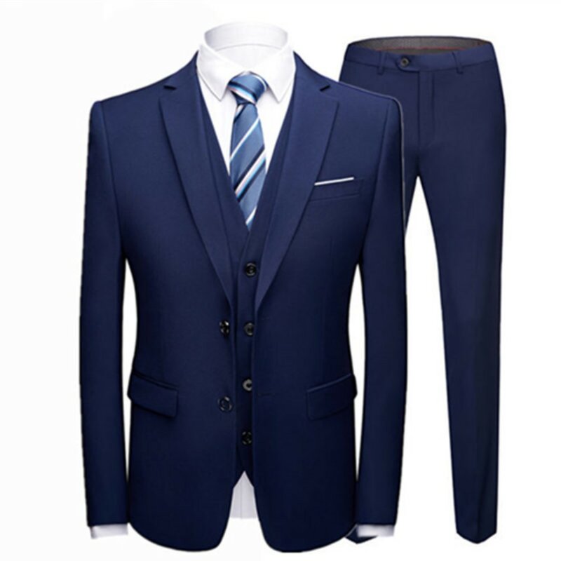 2022 moda masculina casual terno de negócios 3 peças conjunto/masculino um/dois botão blazers calças colete