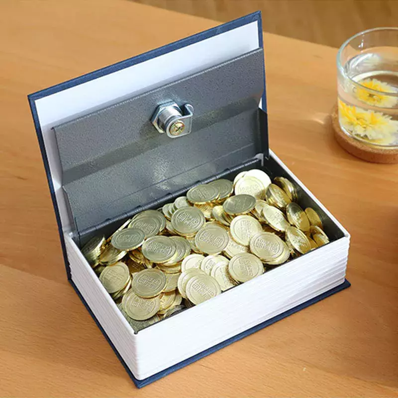 Mini caja secreta falsa para guardar libros, organizador de monedas y dinero, caja de seguridad para el hogar, cerradura de llave, seguridad de 114x80x45mm