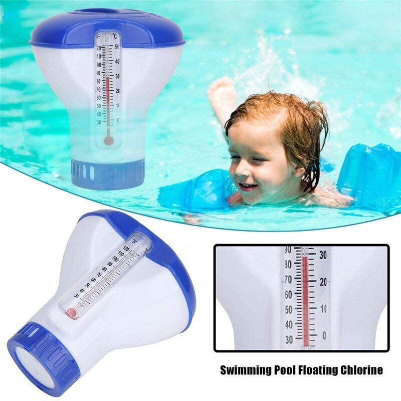 Swimming Pool Floating Chlorine Dispenser with Thermometer Disinfection Automatic Applicator Pump Swimming Pool Accessories