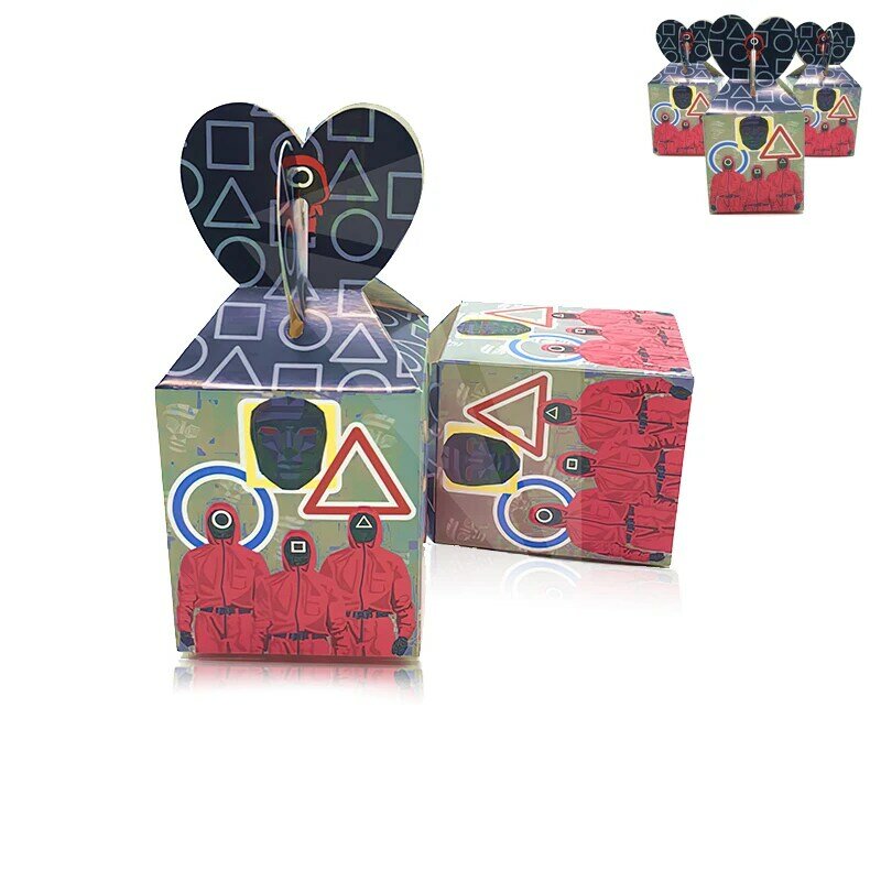 Игра «кальмар», конфетная коробка, тема игры, украшение для дня рождения, аксессуары для детской вечеринки, треугольный круг, маскарадный мужской Globos
