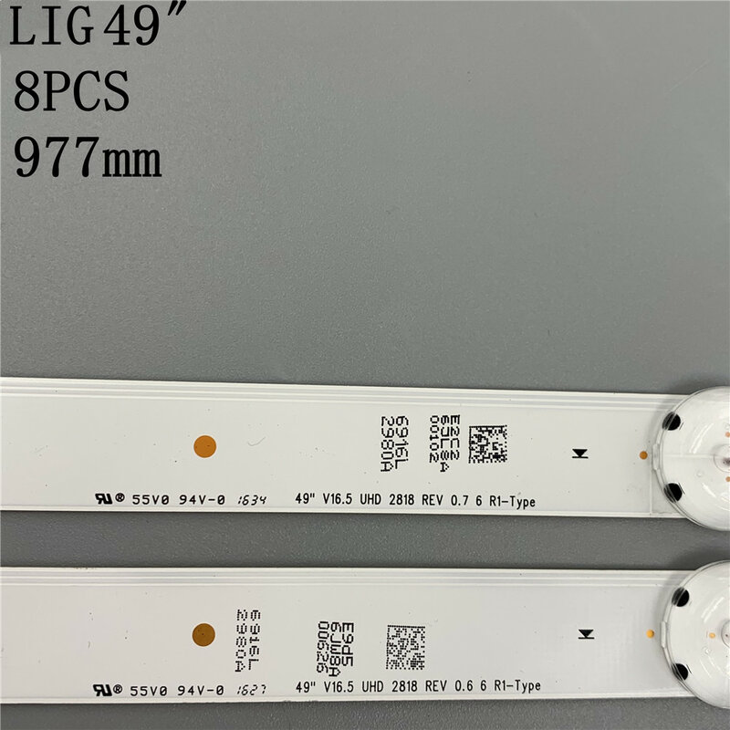 New Kit 8 PCS LED backlight strip for LIG 49UH603V 49UH620V LC490DGE 6916L-2705A 2706A 2707A 2708A 6916L-2709A 2710A 2711A 2712A