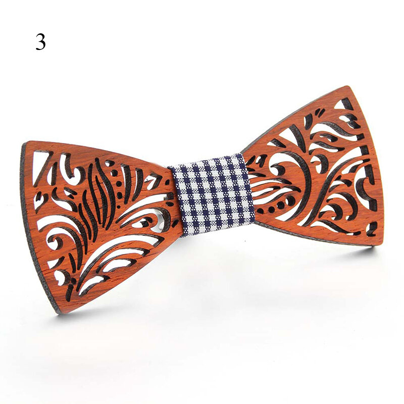 Moda papillon in legno per uomo Unisex scava fuori intagliato retrò cravatte in legno cinturino regolabile papillon Vintage papillon cravatta sottile