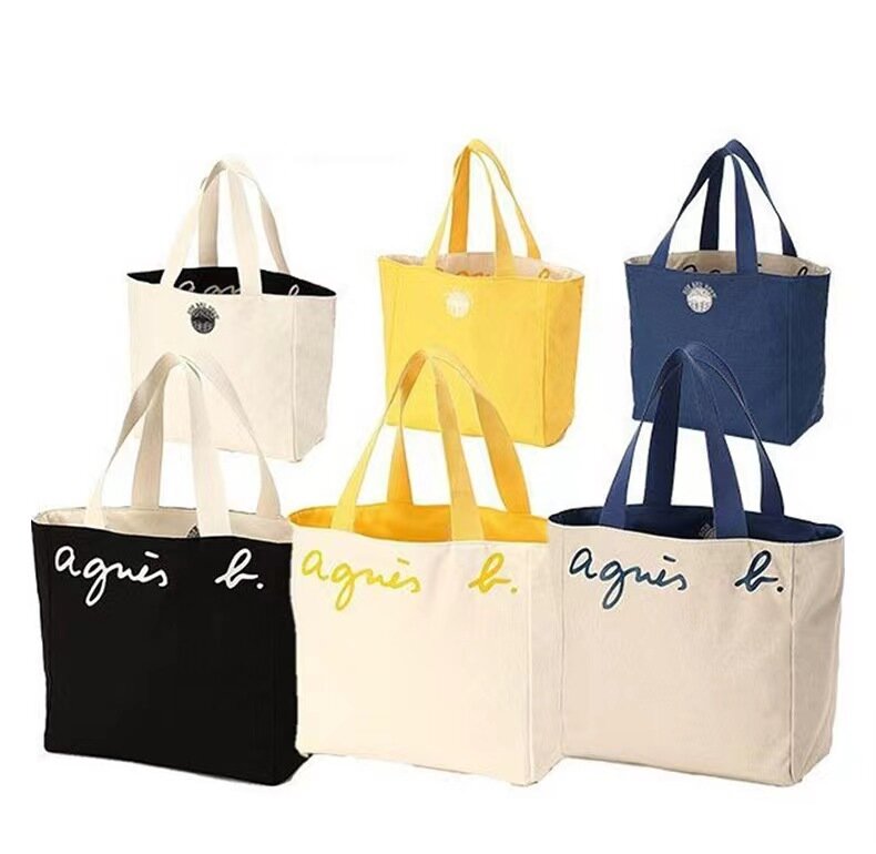 Large Capacity Tote Bag Female Male Front and Back Available Two Color Variations  Tide Retro Style Shoulder Canvas Handbag