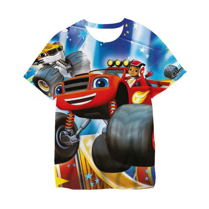 Blaze And The Monster Machines Kids T-Shirts Cartoon Anime Video Game children's  Casual Clothing Summer Unisex Baby Cool Tops