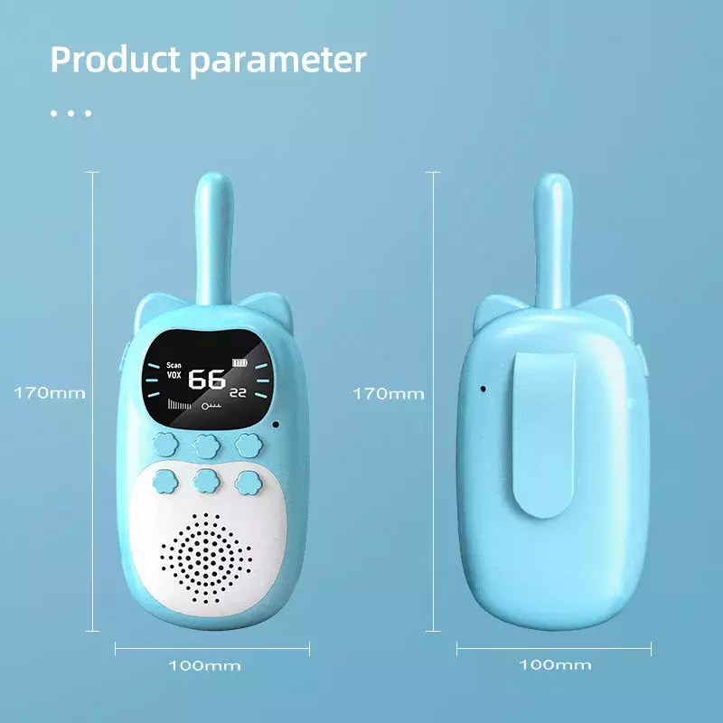 2pcs Children Walkie Talkie Kids Rechargeable 1000mAh Handheld 0.5W 5km Radio Transceiver Interphone Toy For Girls and Boys Gift
