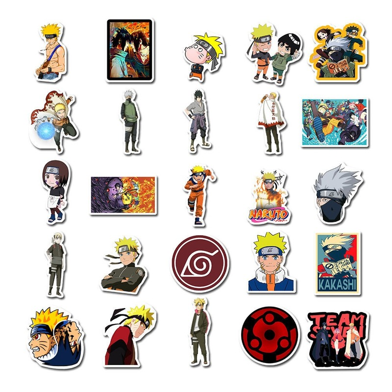 Bandai-pegatina de dibujos animados de Naruto para niños, personaje de Anime, equipaje de ordenador, funda de teléfono, autoadhesiva, Graffiti, pegatina impermeable, juguete