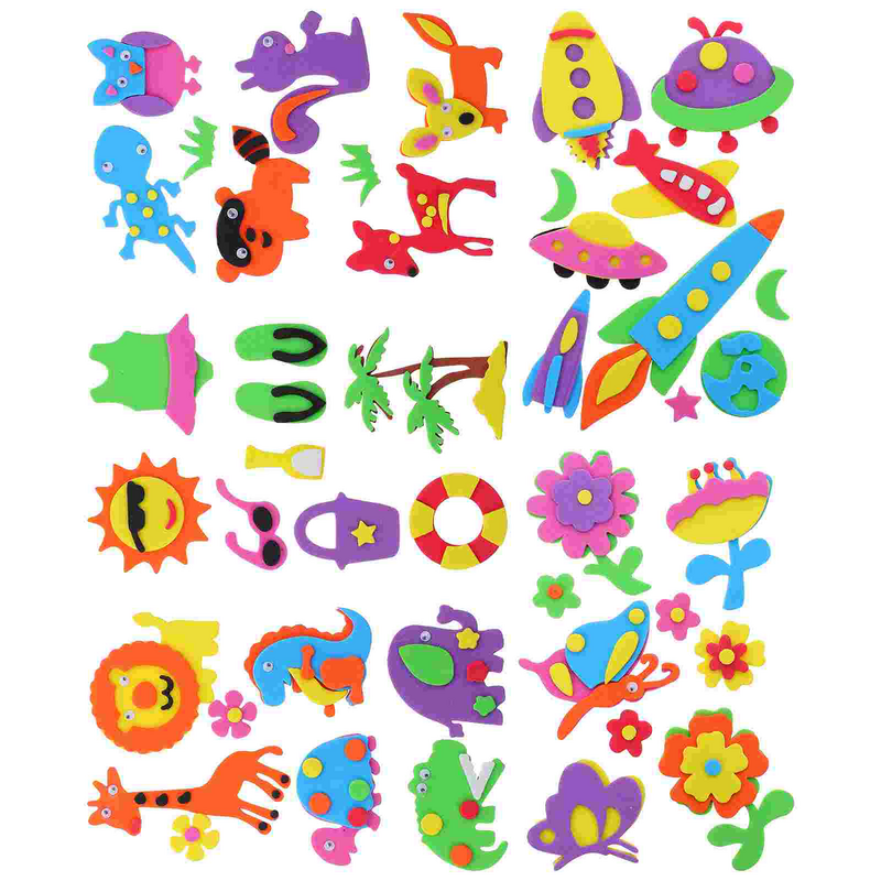 Stickersanimalsticker Kids Crafts 4 Sponge Ages Decorative Diy Labels Self 8 For Adhesive Flower Colorful Activities