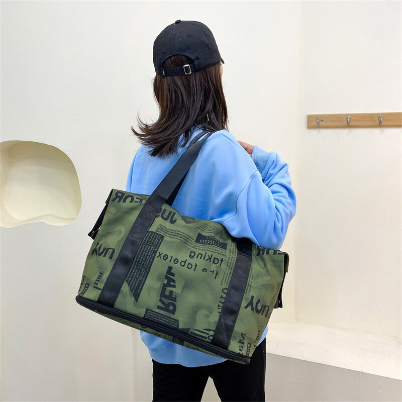 2022 moda feminina sacos de viagem oxford grande capacidade à prova dwaterproof água impressão bagagem duffle saco masculino casual viajar sacos de fim de semana
