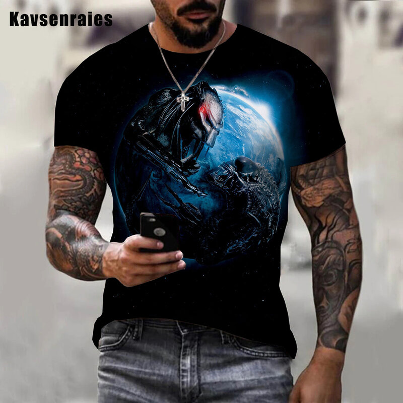 Camiseta con estampado 3D de Alien para hombre y mujer, camisa de estilo informal de alta calidad, ropa de calle moderna, Tops de gran tamaño, Unisex, 2022