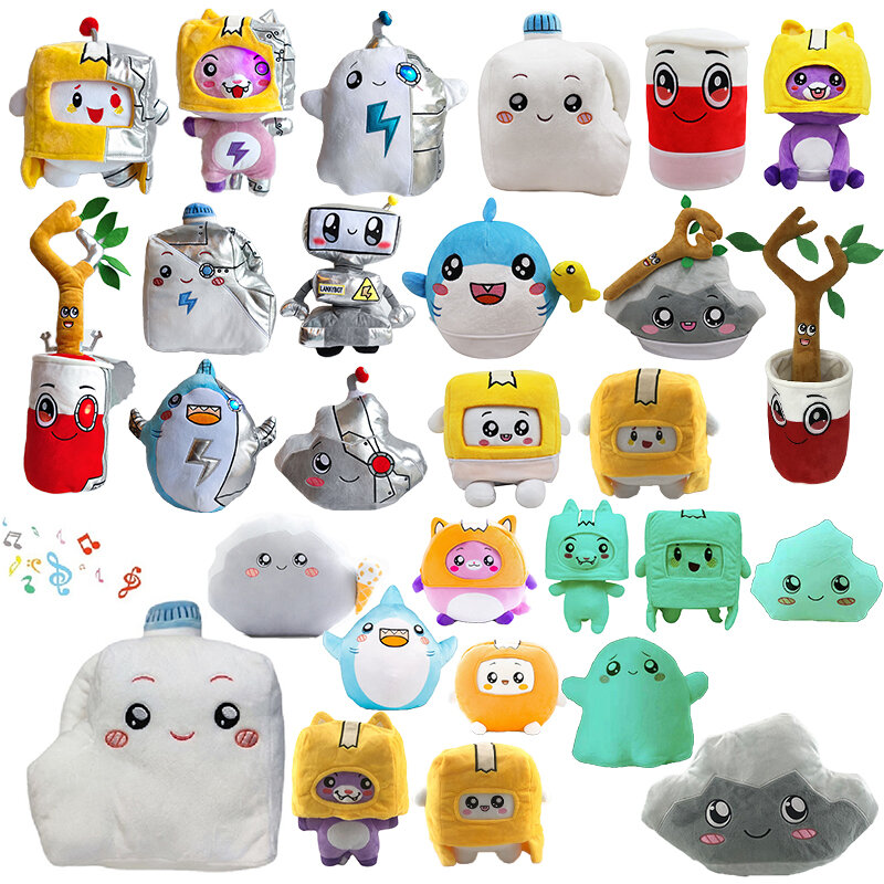 Lankybox-juguete de peluche de 20-35cm, juguete mecánico con luz, Thicc, tiburón, Cyborg, Boxy, Robot de dibujos animados, muñeca Kawaii, regalo para niños