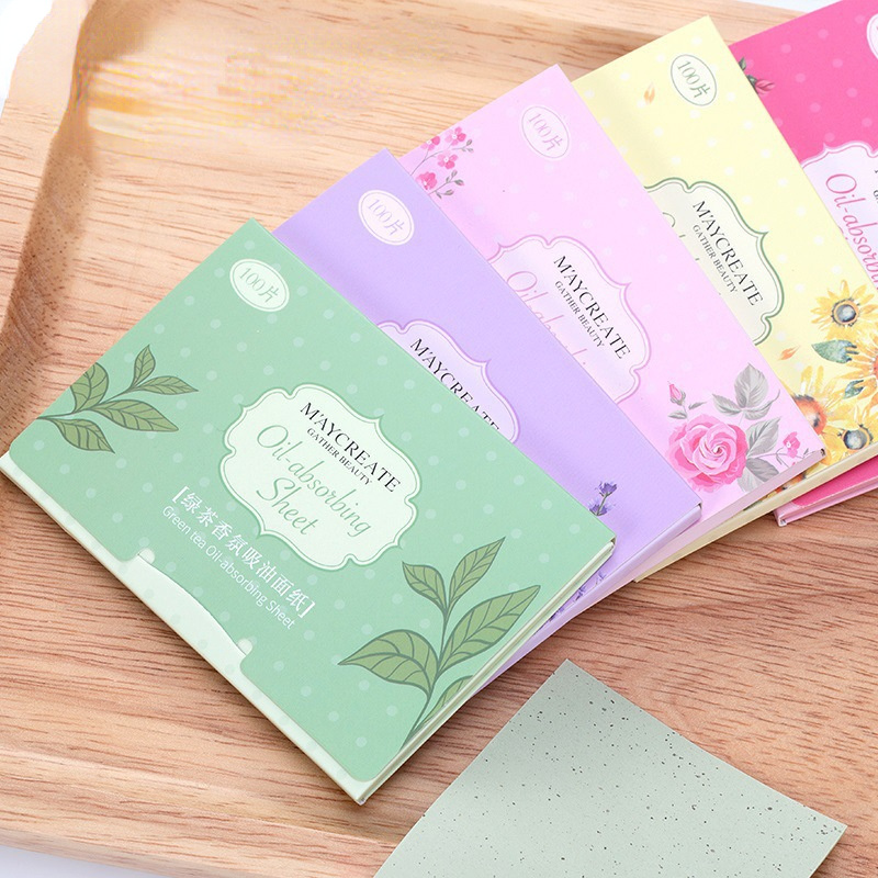 100sheets/pack Green Tea Facial Oil Blotting Sheets Paper Cleansing Face Oil Control Absorbent Paper Beauty Makeup Tools
