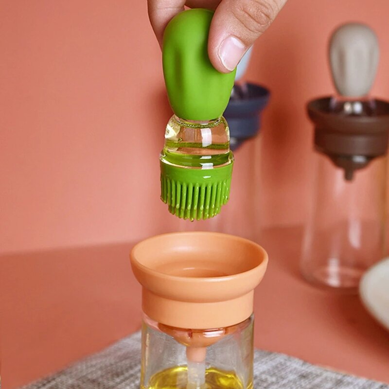 Portable Brush Oil Bottle With Silicone Brush Grill Oil Brushes For Cooking Baking Pancake Barbecue Tools Kitchen Accessories