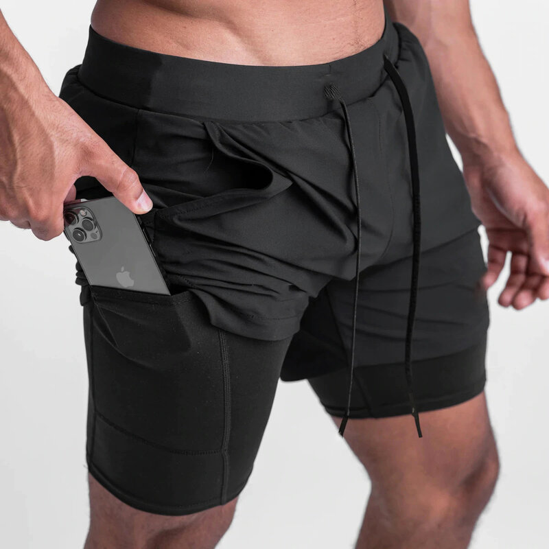 2022 correndo calções de ginásio dos homens 2 em 1 verão secagem rápida musculação esporte calças curtas fitness jogger treino shorts masculino