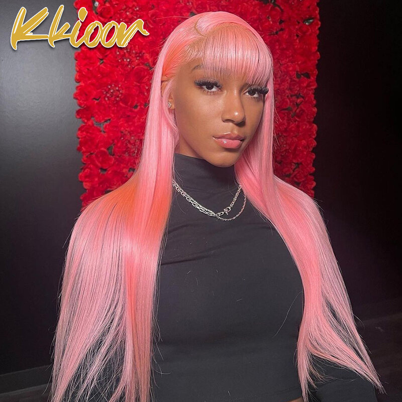 Pink 13x6 13x4  Transparent Lace Front Straight Wig  Wigs For Women 613 Colored HD Lace Front Blonde Human Hair Wigs 180% Wigs