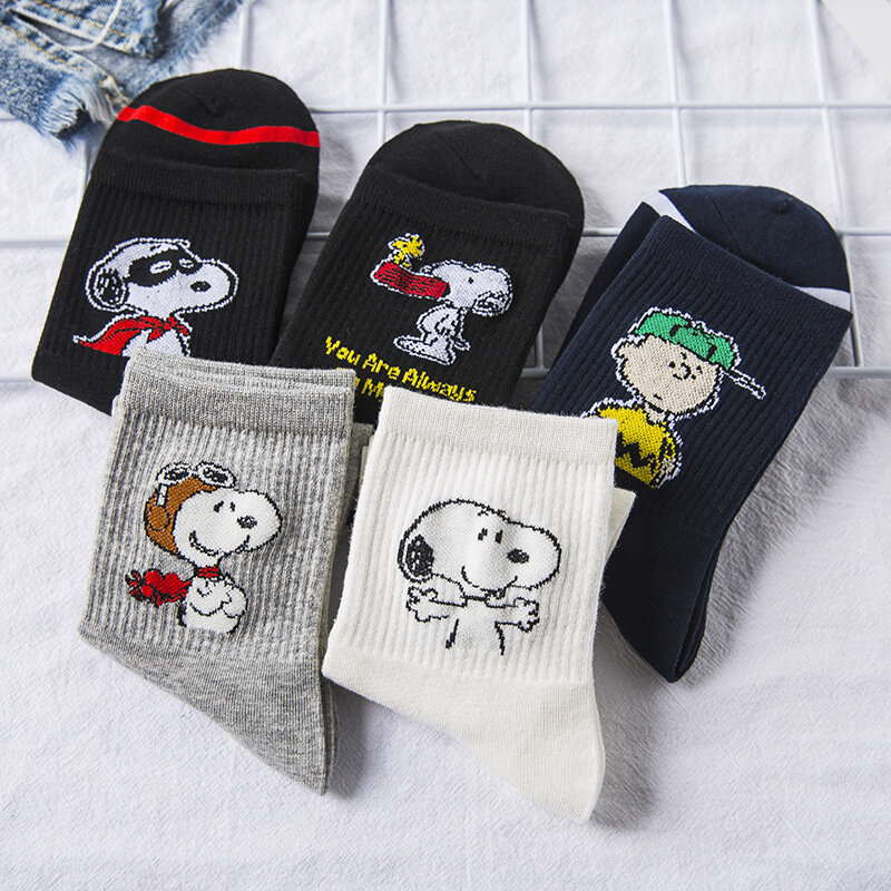 1 par de estilo coreano snoopy engraçado meias femininas dos desenhos animados animal kaili meias bonito harajuku cassuais algodão menina meia tamanho 35-41