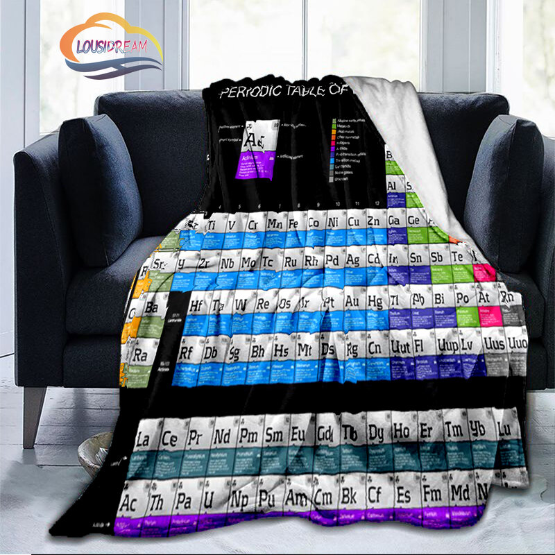 Stampa a colori tavola periodica coperta in Cashmere tema Neon tavola periodica al Neon coperta di flanella di moda tavola periodica