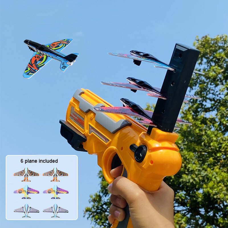 Hot!เครื่องบินปล่อยหนังสติ๊กกับ6ของเล่นเครื่องบินขนาดเล็ก mainan pesawat terbang ตลกสำหรับเด็กเครื่องบินหนังสติ๊กเกมยิงของขวัญ