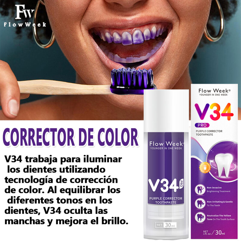 V34 Teeth CareRepair Bright White Anti-Sensitive Toothpaste Gel  Whitening Toothpaste Remove Smoke Stains Plaque Fresh Breath