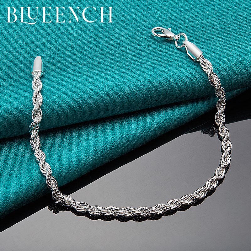 Blueench-pulsera de plata de ley 925 con ondas de agua para hombre y mujer, brazalete de Glamour para fiesta, joyería