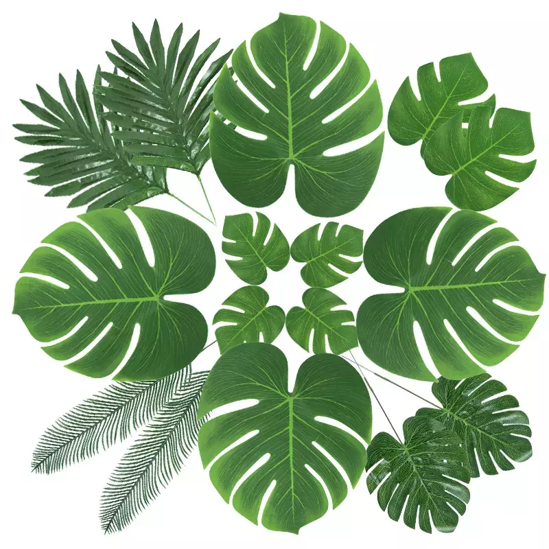 Summer Tropical Artificial Palm Leaves for Wedding Hawaiian Luau Jungle Birthday Party Home Decoration Fake Plant Turtle Leaf