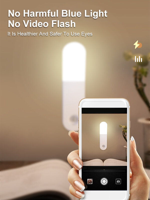 Luz LED nocturna con Sensor de movimiento PIR, lámpara de pared para el hogar, recargable, magnética, para armario, cocina y dormitorio