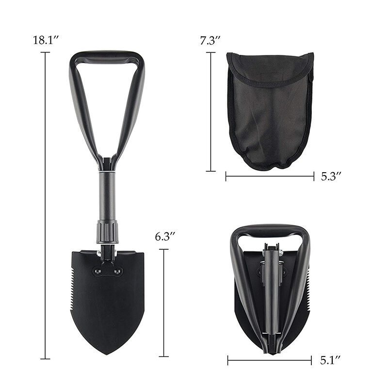 Highcarbon Steel 58cm Multifunctional Military Shovel Tactical Folding Shovel With Pouch Outdoor Camping Spade Survival Tools