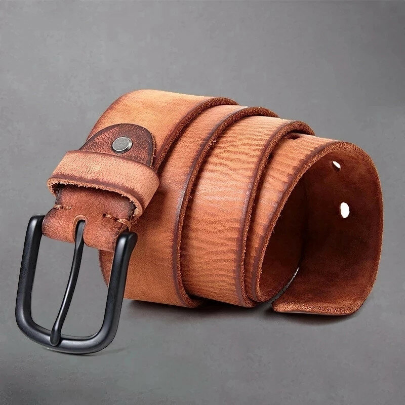 Cinturón de cuero con hebilla de alfiler para hombre, Cinturón de piel de vaca esmerilado, de alta gama, diseño lujoso, novedad de 2022