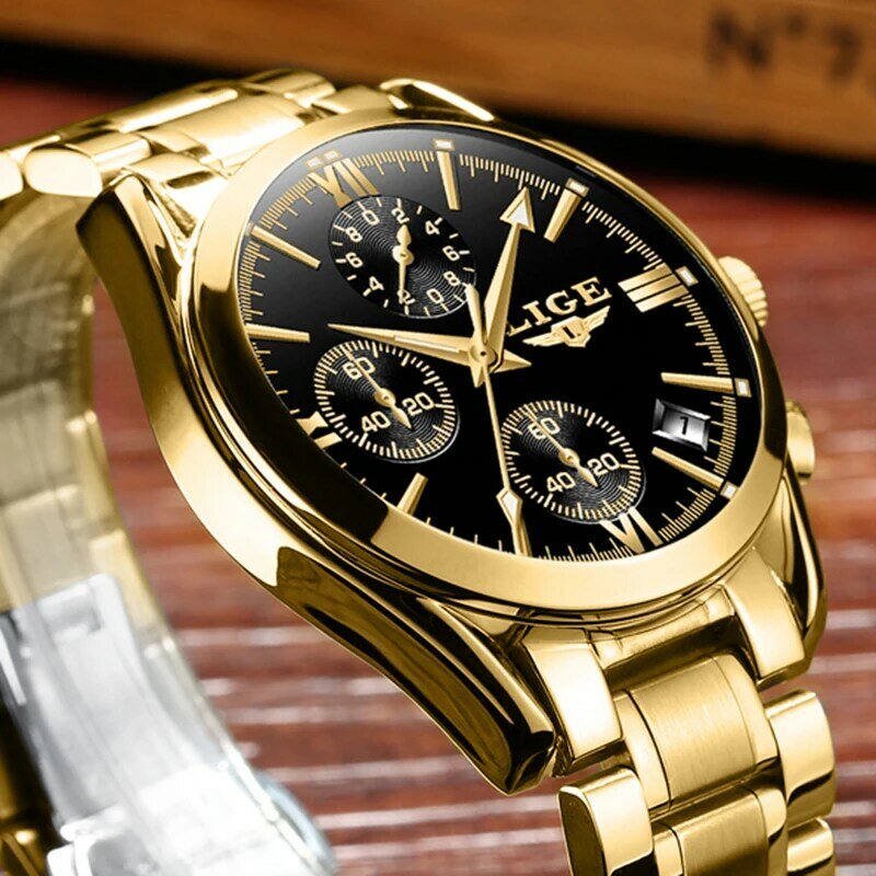 LIGE Mens Watches Top Brand Luxury Famous Men's Watch Fashion Casual Chronograph Military Quartz Wristwatch Relogio Masculino