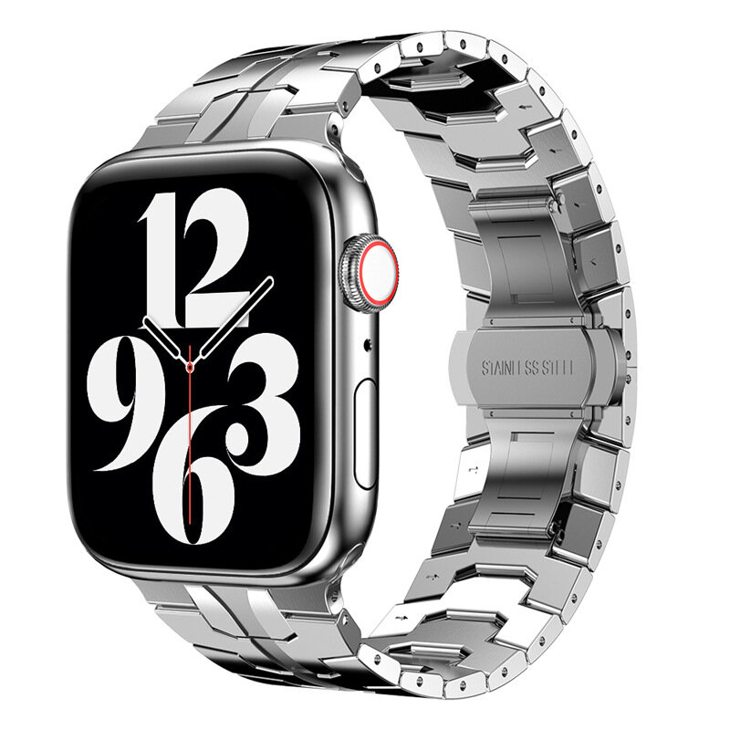 Tali Baja Tahan Karat untuk Apple Watch Band 7 45Mm 41Mm Gelang Jam Tangan Seri IWatch 6 5 4 SE 44Mm 42Mm 40Mm 38Mm Korea