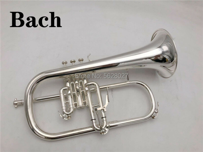Novo b plana flugelhorn latão banhado a prata bb trompete alta qualidade instrumentos musicais de bronze chifre com bocal frete grátis