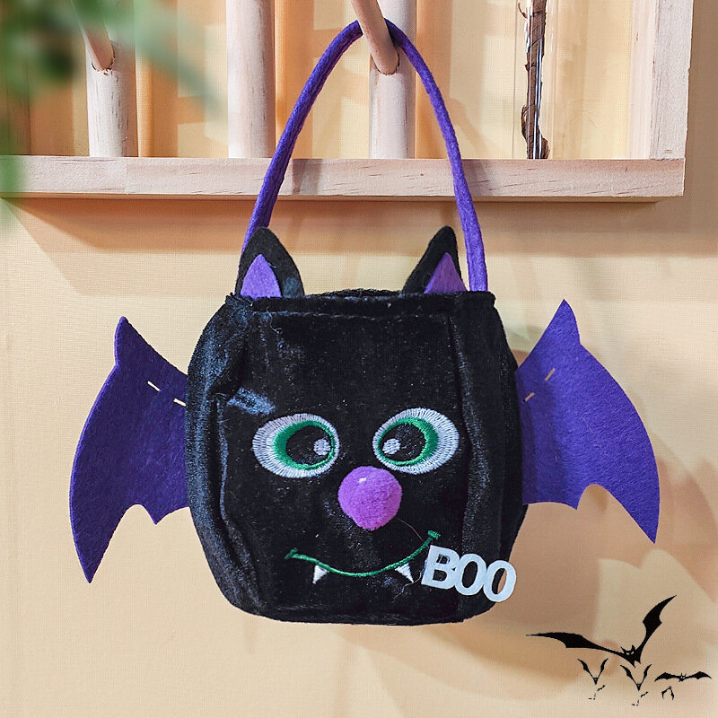 2022 New Halloween Decoration Supplies Hooded Round Tote Bag Halloween Children's Candy Gift Bag Pumpkin Bag Portable Candy Bag