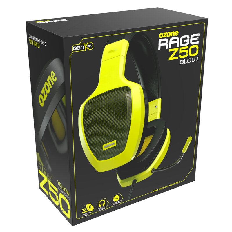 โอโซนไมโครโฟนชุดหูฟัง PC Gaming RAGE Z50สีเหลือง-การออกแบบตามหลักสรีรศาสตร์ไมโครโฟนแบบพับเก็บได้,เส...