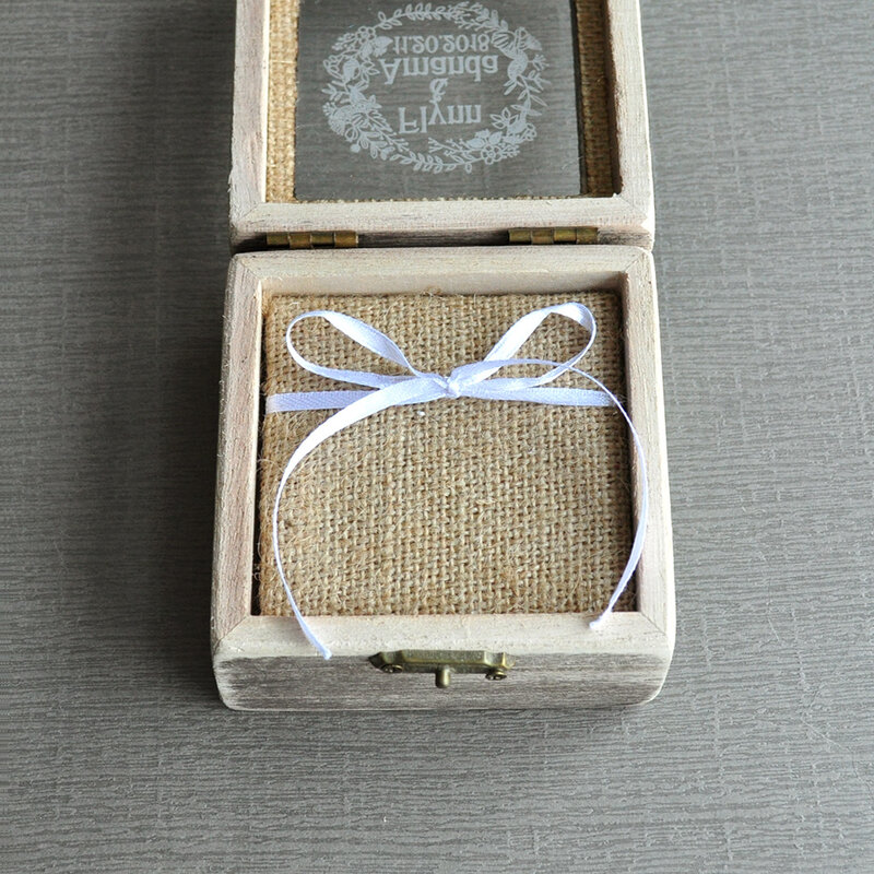 Caixa de anel de madeira rústica caixa de anel de casamento personalizada caixa de anel rústico decoração de casamento presente de casamento