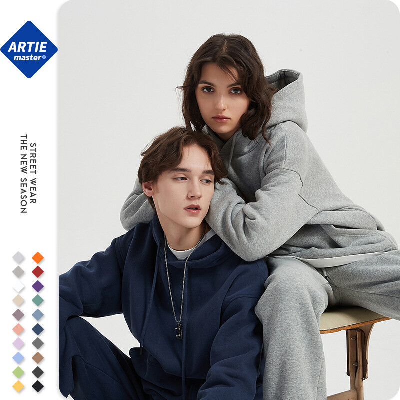 Sudadera holgada con capucha para hombre y mujer, suéter básico sólido de 2022g, Tops Harajuku, 20 colores, Otoño, 360