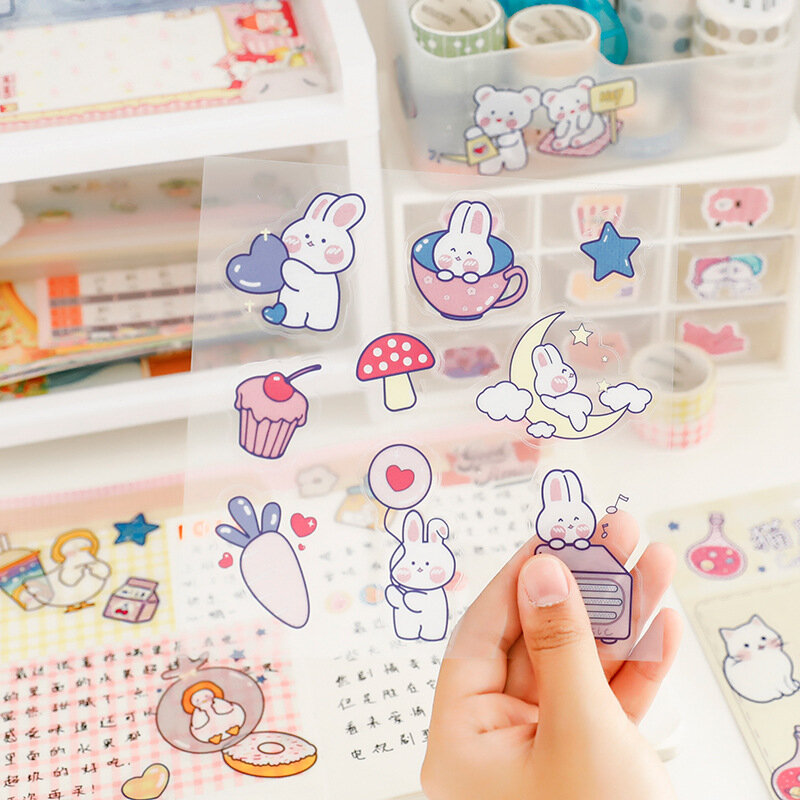 Japanese Cute Account Stickers Decorative Pattern Cartoon Washi Paper Ins Girl Korean Kawaii Decor Diy Planner Material Creative