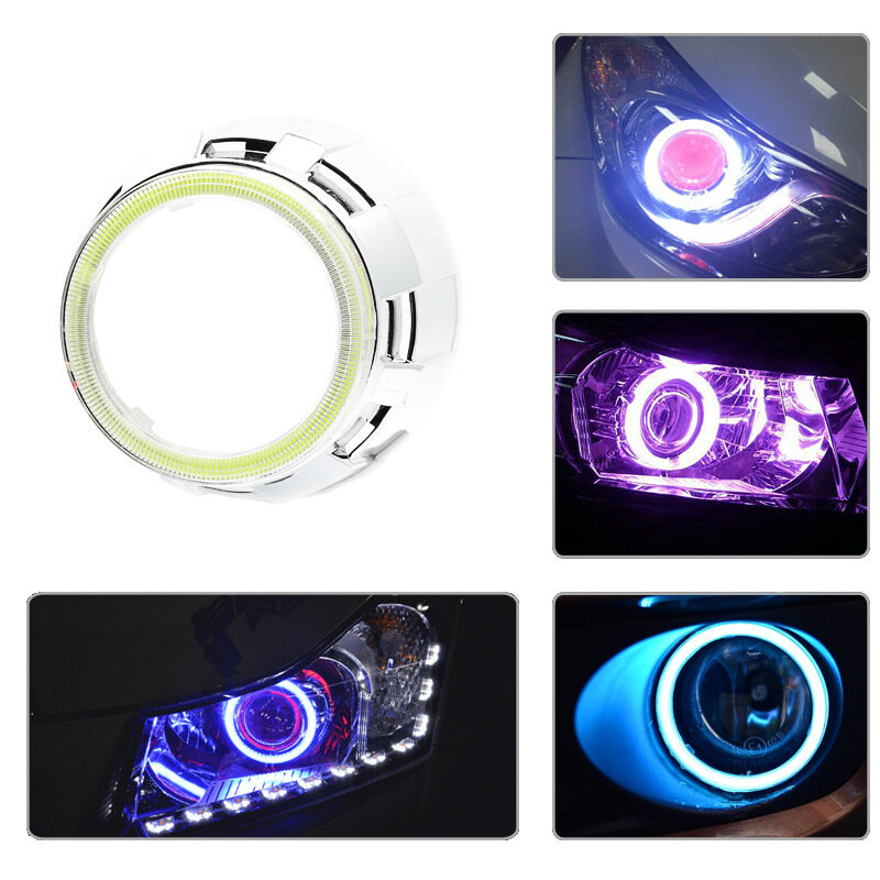 Lámpara de anillo de Halo de Ojos de Ángel COB para coche y motocicleta, luz diurna DRL antiniebla, faro LED, luces decorativas de 12-24V, 95MM