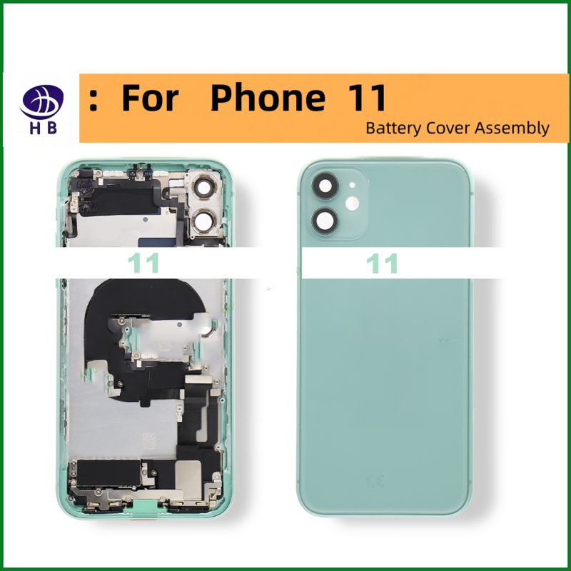 Per iPhone 11 cover posteriore della batteria, custodia centrale, vassoio per SIM card, gruppo chiave laterale, installazione del cavo della custodia morbida + custodia per strumento i11