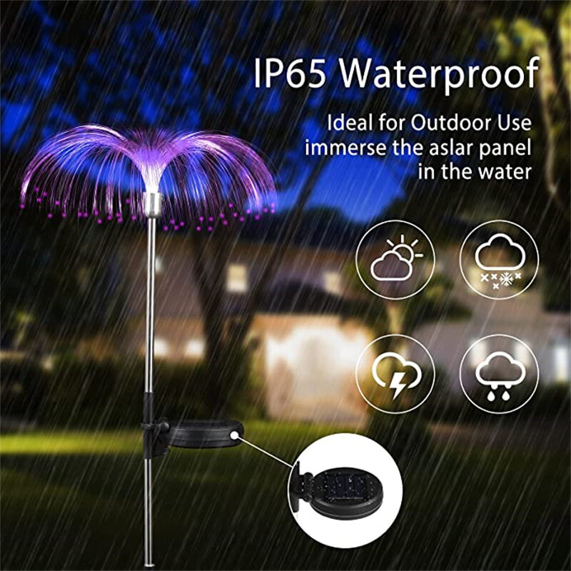 Água-viva solar luz solar à prova dwaterproof água jardim luzes 7 cores em mudança solar flores paisagem solar luz para jardim pátio decoração