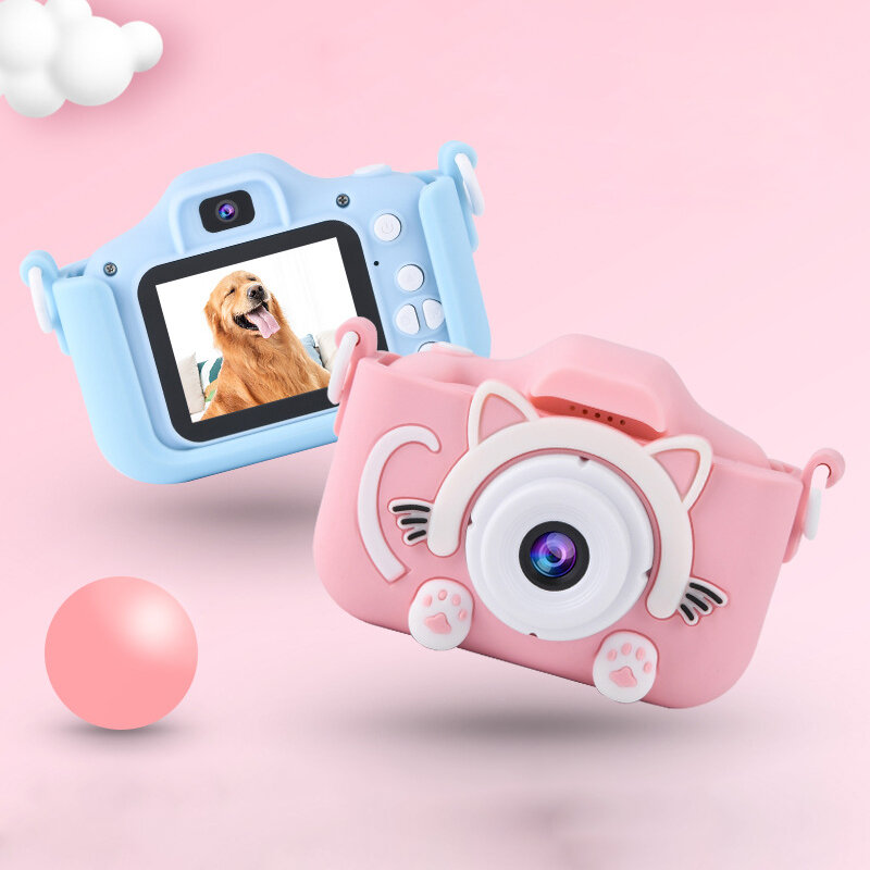 กล้องเด็กแมวน่ารักมินิดิจิตอลของเล่นกล้อง IPS หน้าจอของเล่นเพื่อการศึกษาเด็ก HD กล้องสำหรับ...