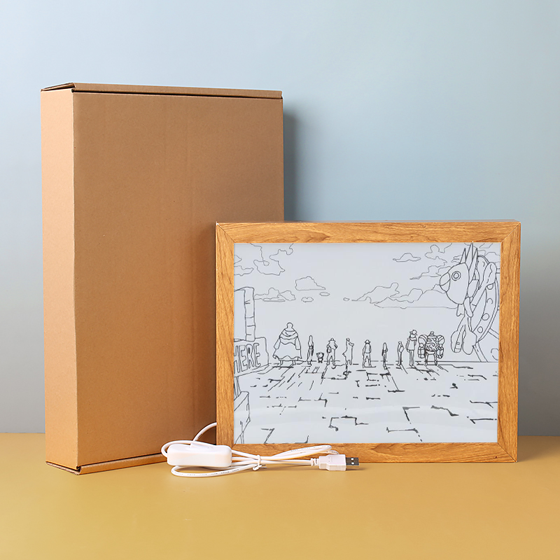 그림자 상자 애니메이션 조명 상자 아기 야간 조명 그림, 고품질 나무 프레임, USB Led 조명, 어린이 방 장식, 휴일 선물