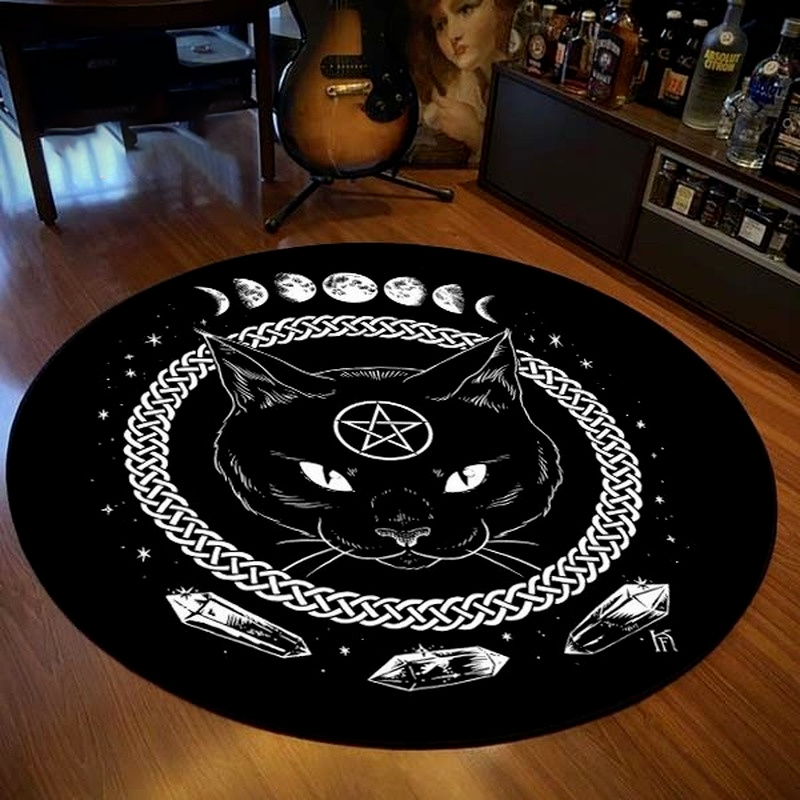 Gothic Satan Picnic yoga tappeto da preghiera tappeto rotondo tappeto per animali domestici black home decor divinazione tappeti tappeti per moquette per camera da letto