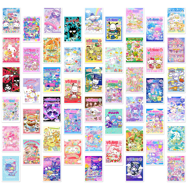 Sanrio-pegatinas de dibujos animados de Hello Kitty Kuromi My Melody, pósteres de Anime, decoración de pared para portátil, 10/30/50 piezas