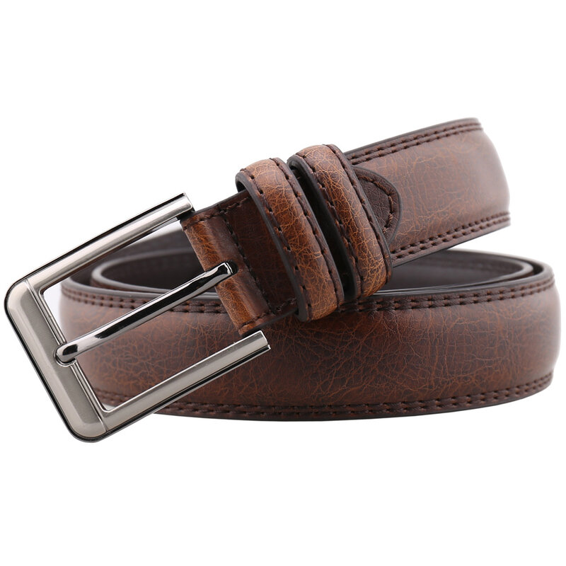 Cinturón de alta calidad para hombre, hebilla de Pin, ancho de 3,3 CM, dos capas de cuero de vaca, informal, moda, pantalones vaqueros, cinturón de negocios