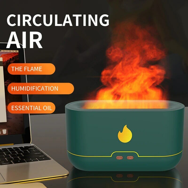 Penyebar Aroma Api Pelembap Udara Ultrasonik Pelembap Api Pembuat Kabut Dingin Fogger Lampu Minyak Esensial Difusor Aroma Rumah