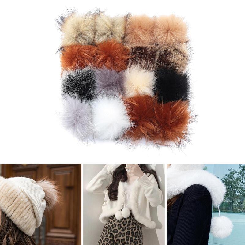 Faux Fur Pompom bola, botão Snap, Multicolor Caps, lenços, DIY
