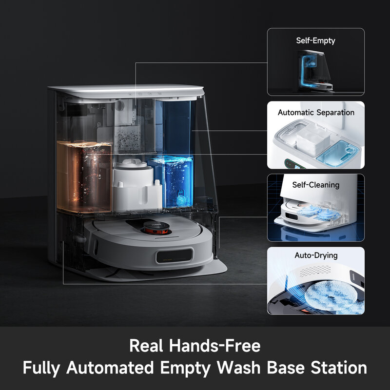 Roidmi evaロボット掃除機とモップコンボ、セルフ空および自動モップ洗濯ステーション