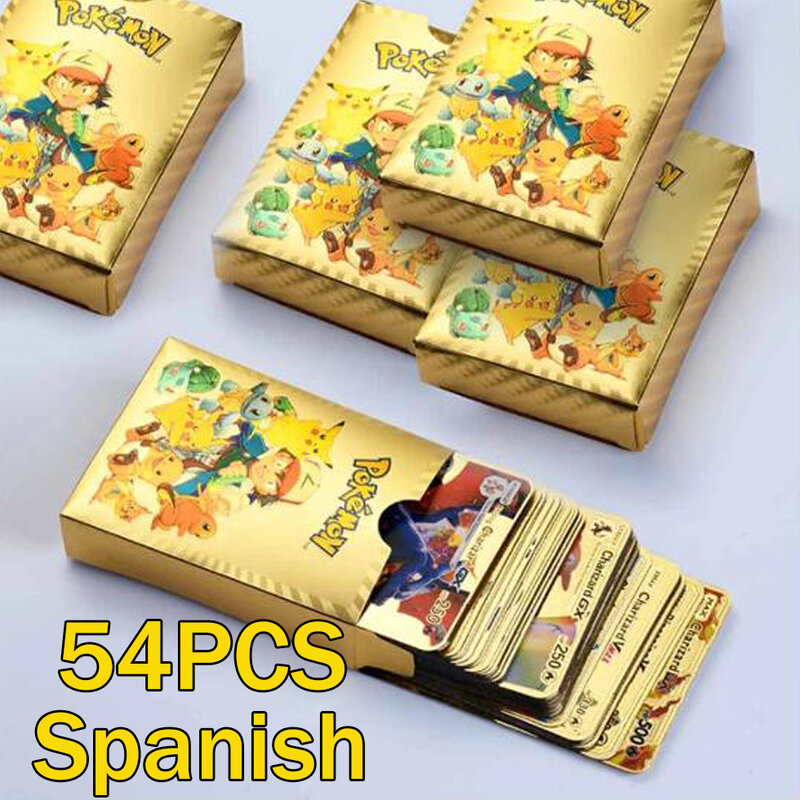 Tarjetas de Pokemon español brillantes para niños, 200/Uds., juego de TAG TEAM GX V MAX Battle