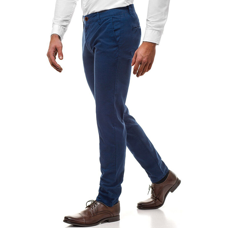 2022 autumn new fashion trend button design solid color men's casual trousers 85% cotton youth men's straight pants black blue