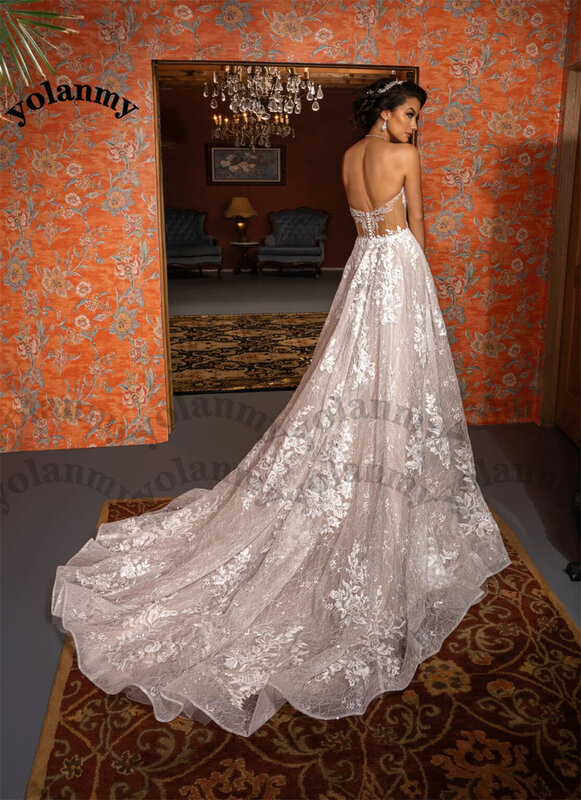 YOLANMY очаровательные милые свадебные платья для свадьбы с открытой спиной аппликации Vestido De Casamento на заказ