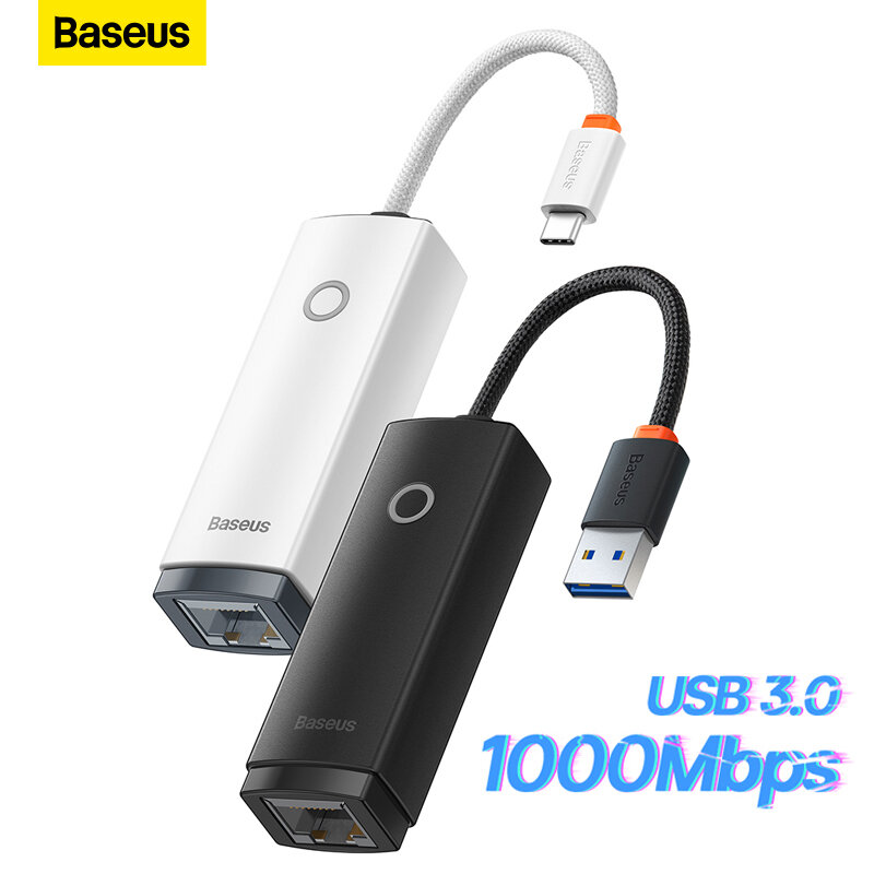 Baseus Adapter sieci Ethernet USB 3.0/typ C do portu LAN RJ45 1000/100 mb/s karta sieciowa USB RJ45 do laptopa PC Mi Box